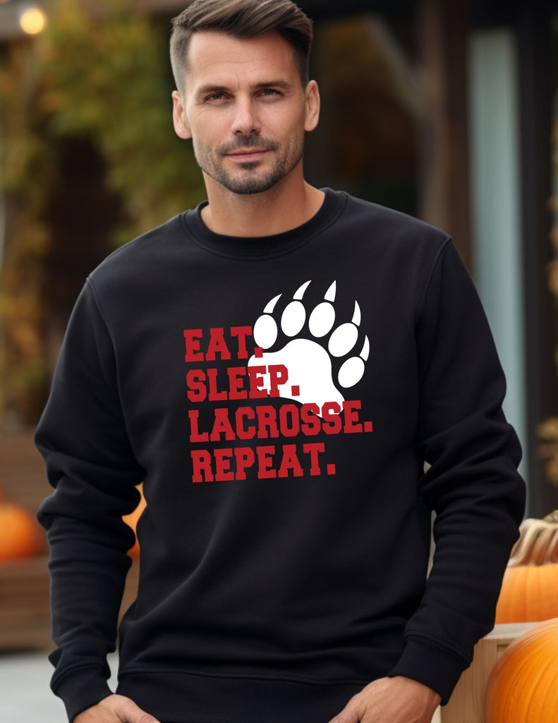 Boys Youth Lacrosse Eat Sleep Lacrosse Repeat Crewneck- Adult & Youth Sizes