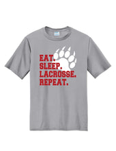 Load image into Gallery viewer, Youth Lacrosse Eat Sleep Lacrosse Repeat Apparel- Adult and Youth Sizes