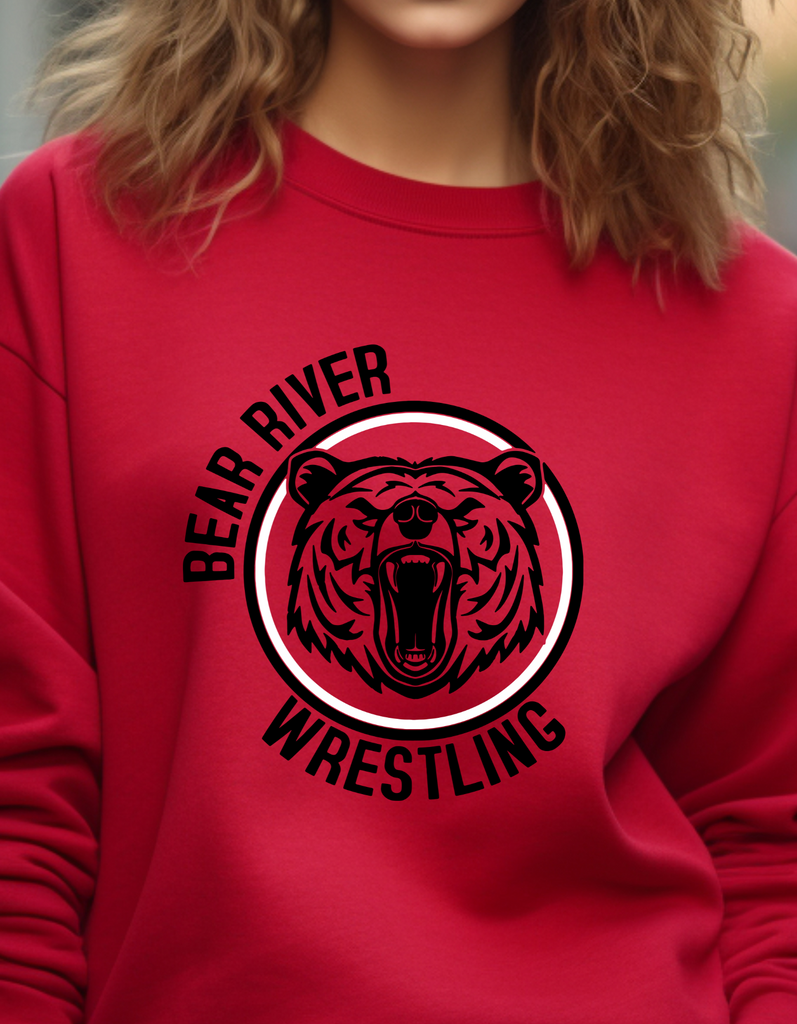 Boys Wrestling Circle Bear Head Crewneck