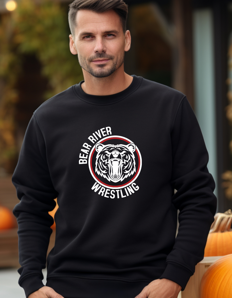 Boys Wrestling Circle Bear Head Crewneck