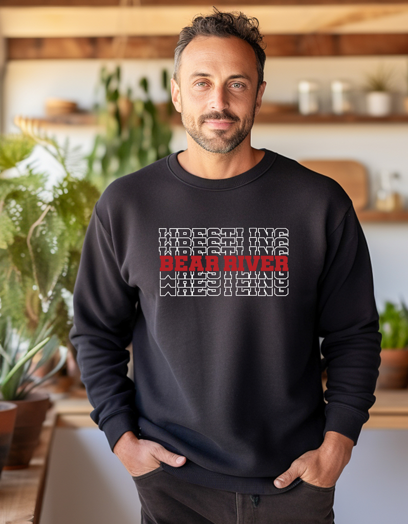 Boys Wrestling Stacked Crewneck