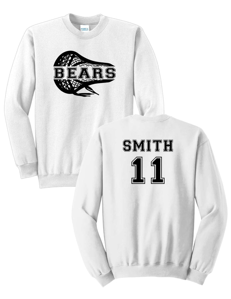 Boys Youth Lacrosse Custom Name & Number Crewneck- Adult & Youth Sizes