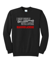 Load image into Gallery viewer, Boys Youth Lacrosse I beat people Crewneck