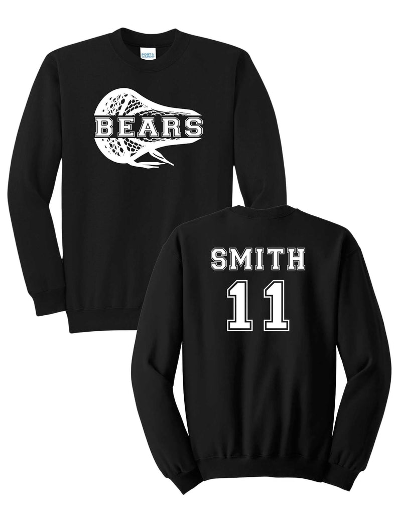 Boys Youth Lacrosse Custom Name & Number Crewneck- Adult & Youth Sizes