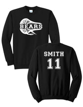 Load image into Gallery viewer, Boys Youth Lacrosse Custom Name &amp; Number Crewneck- Adult &amp; Youth Sizes