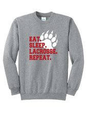 Load image into Gallery viewer, Boys Youth Lacrosse Eat Sleep Lacrosse Repeat Crewneck- Adult &amp; Youth Sizes