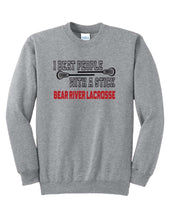 Load image into Gallery viewer, Boys Youth Lacrosse I beat people Crewneck