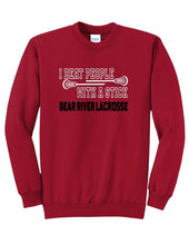 Load image into Gallery viewer, Boys Youth Lacrosse I beat people Crewneck