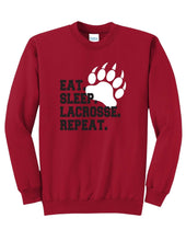 Load image into Gallery viewer, Boys Youth Lacrosse Eat Sleep Lacrosse Repeat Crewneck- Adult &amp; Youth Sizes