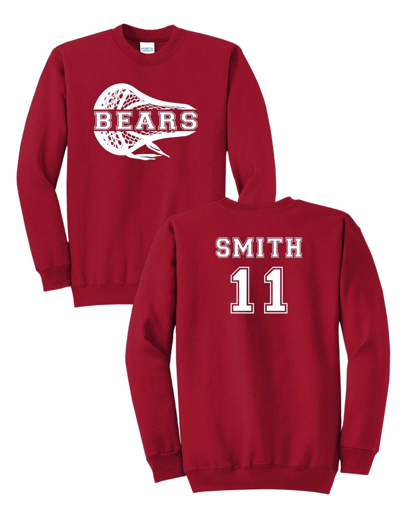 Boys Youth Lacrosse Custom Name & Number Crewneck- Adult & Youth Sizes