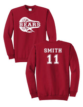 Load image into Gallery viewer, Boys Youth Lacrosse Custom Name &amp; Number Crewneck- Adult &amp; Youth Sizes