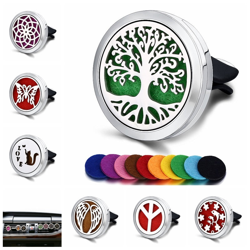 Car Air Freshener Car Perfume Diffuser Clip Car Air Auto Vent Freshener Essential Oil Perfume Locket (Free 10pc pad)  C001