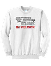 Load image into Gallery viewer, Boys Youth Lacrosse I beat people Crewneck